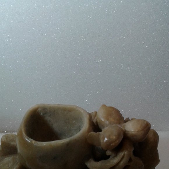 VINTAGE BRUSH POT ORIENTAL SOAPSTONE SCULPTURE - Picture 3 of 7